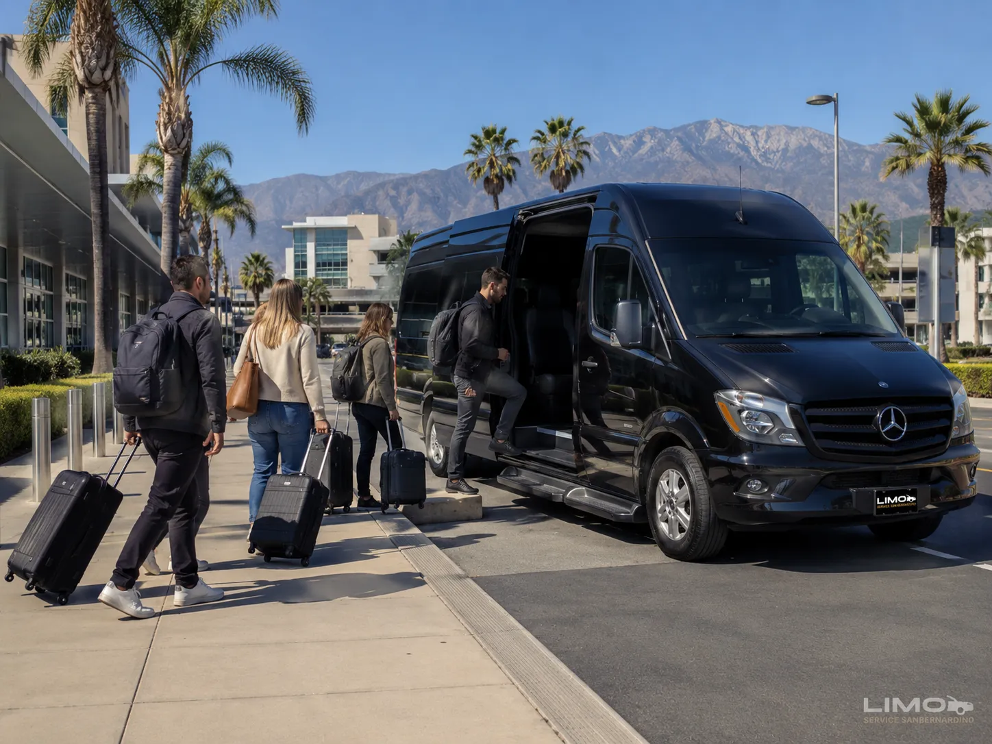 Mercedes Sprinter airport group transportation from San Bernardino