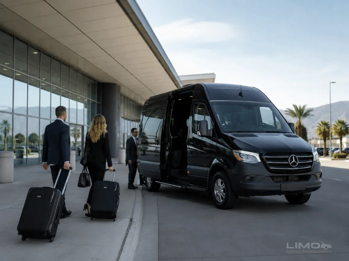 Mercedes Sprinter airport group transportation for corporate travelers in San Bernardino