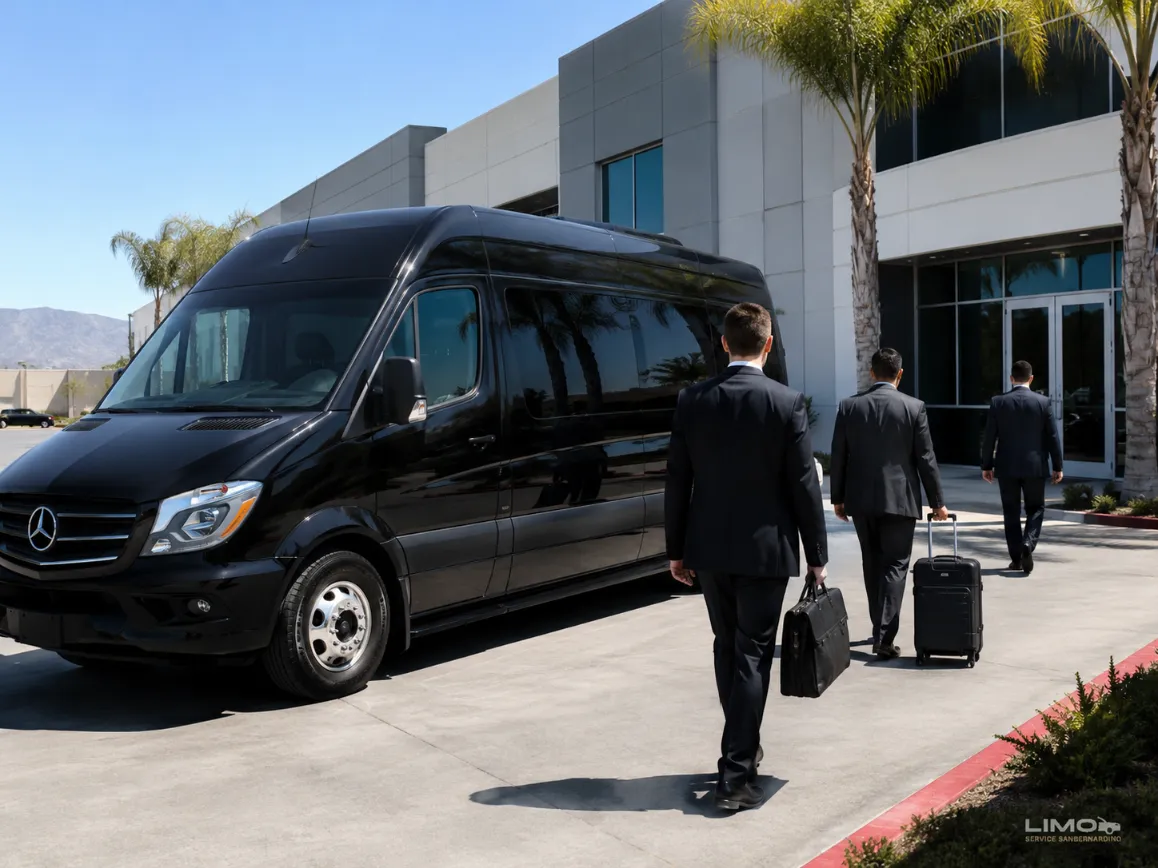 Mercedes Sprinter group transportation for business meetings and site visits in San Bernardino
