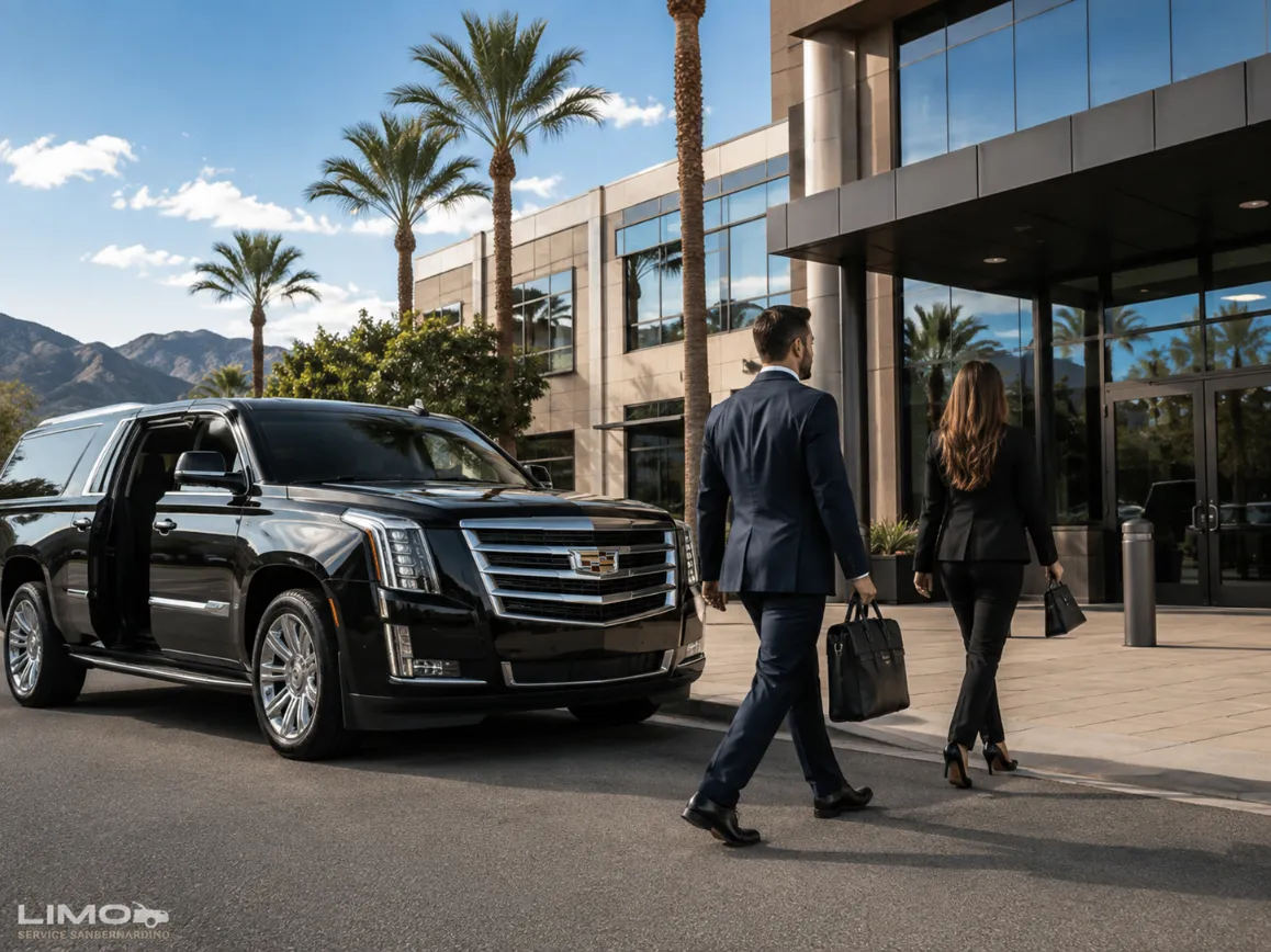 Cadillac Escalade providing business transportation for a corporate site visit in San Bernardino