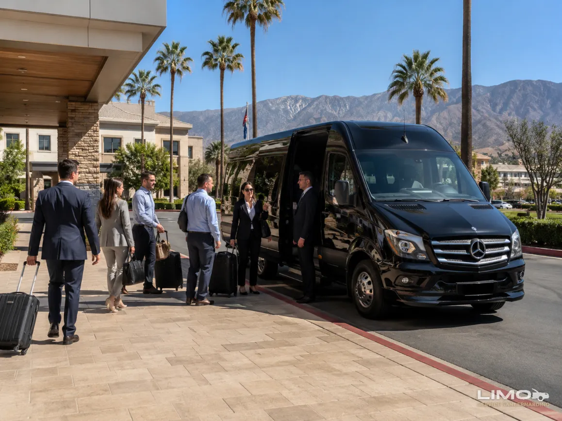 Executive group transfer in a Mercedes Sprinter for business meetings in San Bernardino