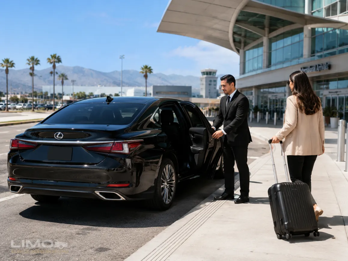 Private Lexus car service for passenger pickup at San Bernardino International Airport SBD